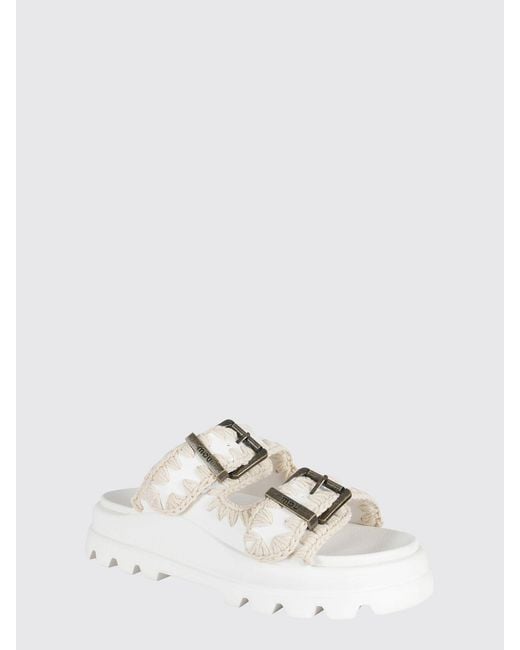 Mou White Eva Sandals With Contrast Stitching