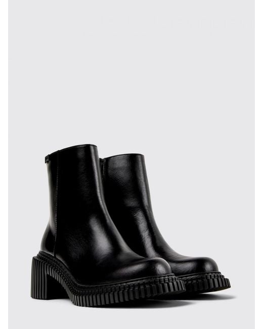 Camper Black Pix London Leather Ankle Boots