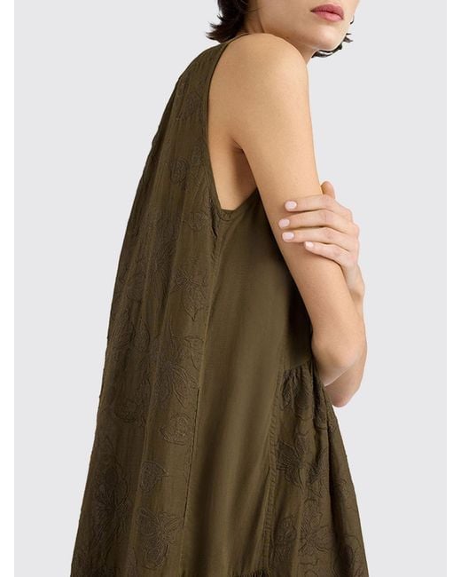 Momoní Green MomonÌ Cobre Off-The-Shoulder Cotton Midi Dress With An A-Line Silhouette