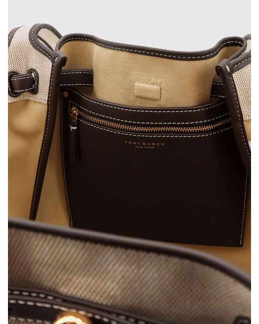 Tory Burch Natural Romy Cotton Canvas And Leather Bag