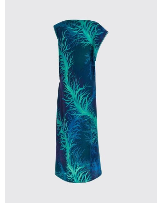 F.R.S For Restless Sleepers Blue Printed Silk Blend Midi Dress F.R.S. For Restless Sleepers