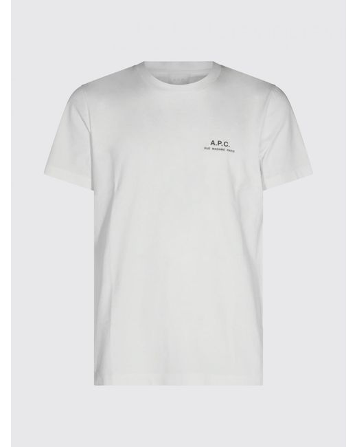A.P.C. White Cotton T-Shirt With Contrast Logo On The Chest for men