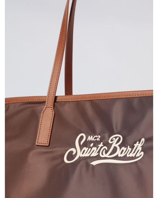 Mc2 Saint Barth Brown Nylon Shoulder Bag With Logo