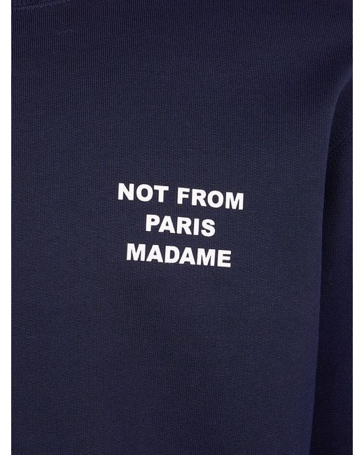 Drole de Monsieur Blue Crewneck Cotton Sweatshirt With Slogan Print for men