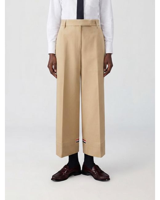 Thom Browne Natural Cropped Fit Cotton Trousers