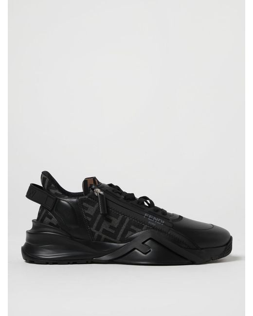 Sneakers Flow En Cuir Et Toile Avec Monogramme Ff Jacquard Fendi pour homme en coloris Black
