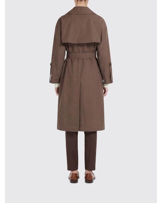 Max Mara Brown Double-Breasted Cotton Blend Trench Coat