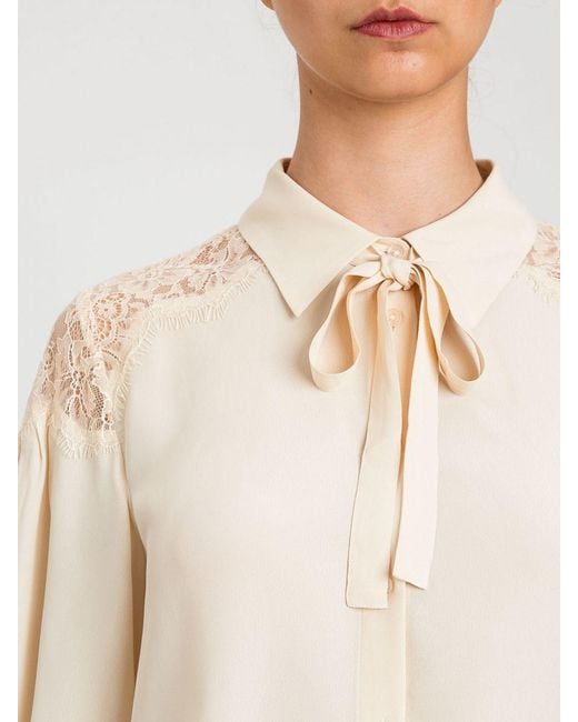 Twinset White Viscose Blend Shirt With Lace Inserts