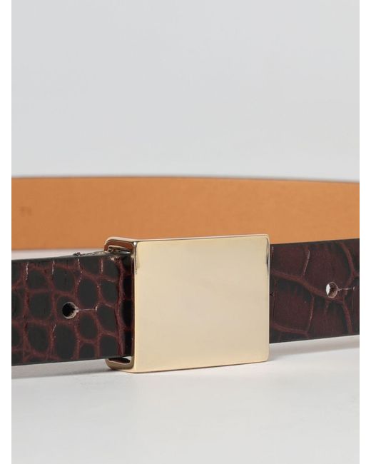 Alysi White Crocodile Print Leather Belt