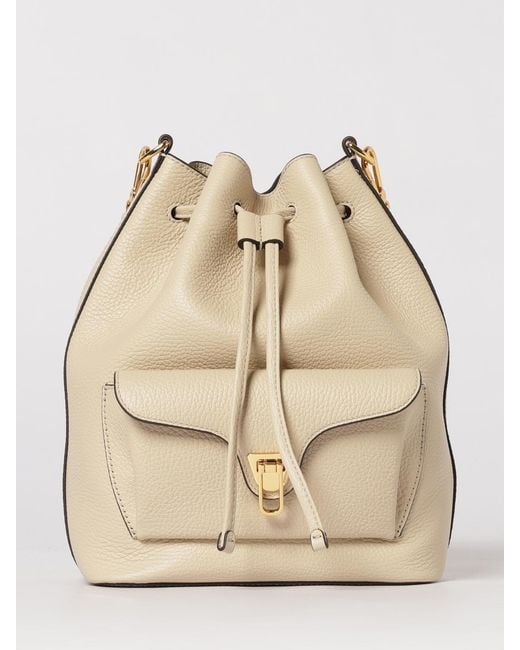 Coccinelle Natural Beat Generation Hammered Leather Bucket Bag