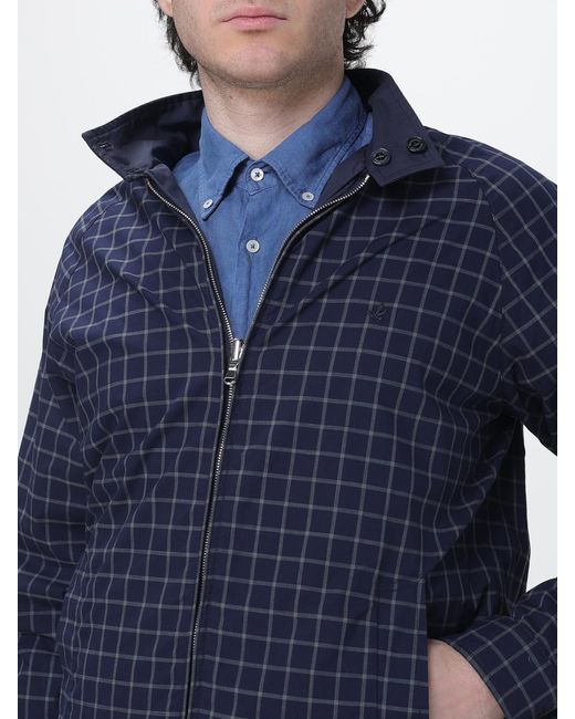 Brooksfield Blue Reversible Techno Cotton And Nylon Blend Windbreaker for men