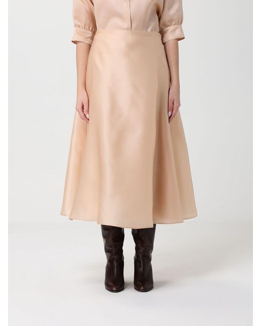 Alberta Ferretti Natural Silk Organza Midi Skirt