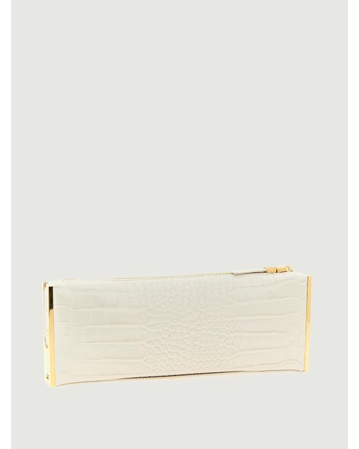 Clutch Baguette Con Zip di Elisabetta Franchi in Natural