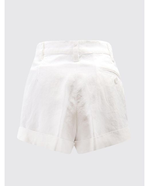 Aspesi White Mid-Rise Linen And Cotton-Blend Shorts With Cuffed Hems