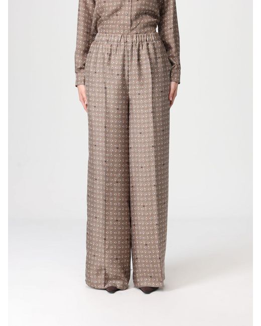 Max Mara Brown Paisley Silk Trousers