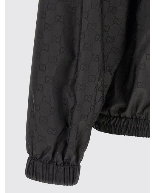 Gucci Black Gg Monogram Nylon Hooded Windbreaker Jacket for men