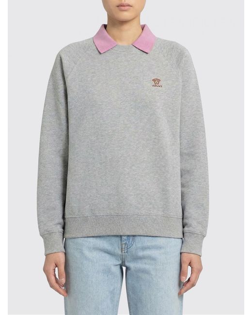 Versace Gray Cotton Polo Shirt With Medusa Logo
