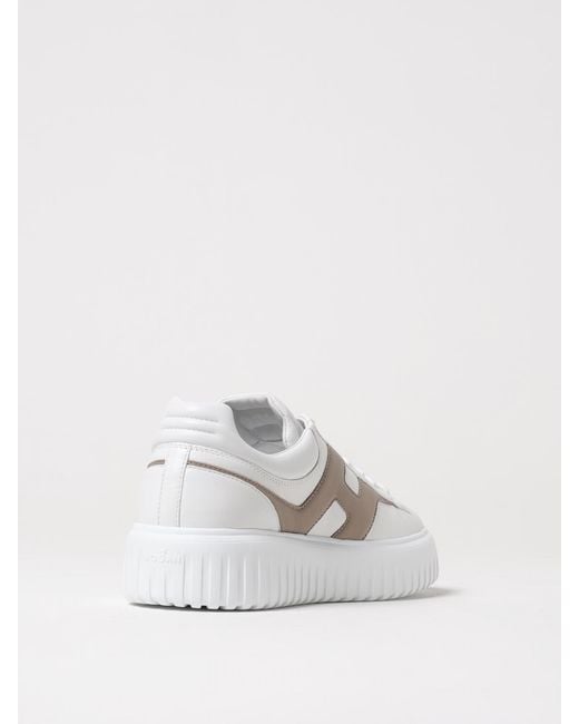 Hogan White H-Stripe Leather Sneakers for men