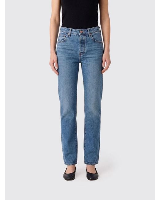 FRAME Blue Cotton Denim Straight Jeans