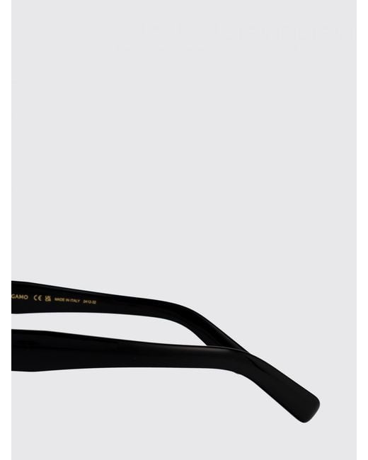 Ferragamo Black Rectangular Double Bridge Acetate Aviator Sunglasses for men