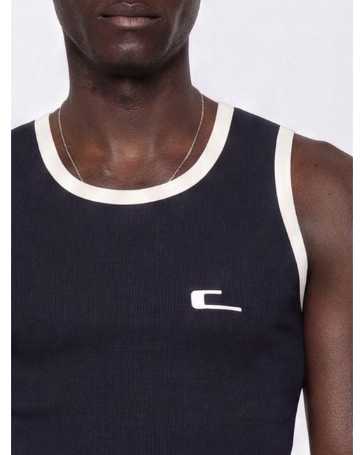 Carrera Blue Slim Fit Stretch Cotton Tank Top With Contrast Trim for men