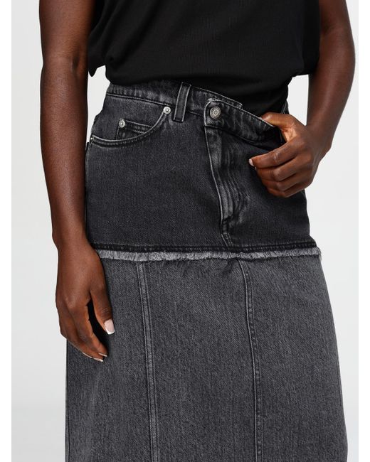 McQueen Black Two-Tone Denim Skirt