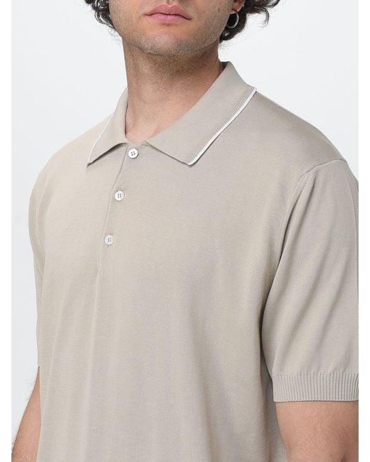 Canali Gray Cotton Knit Polo Shirt for men