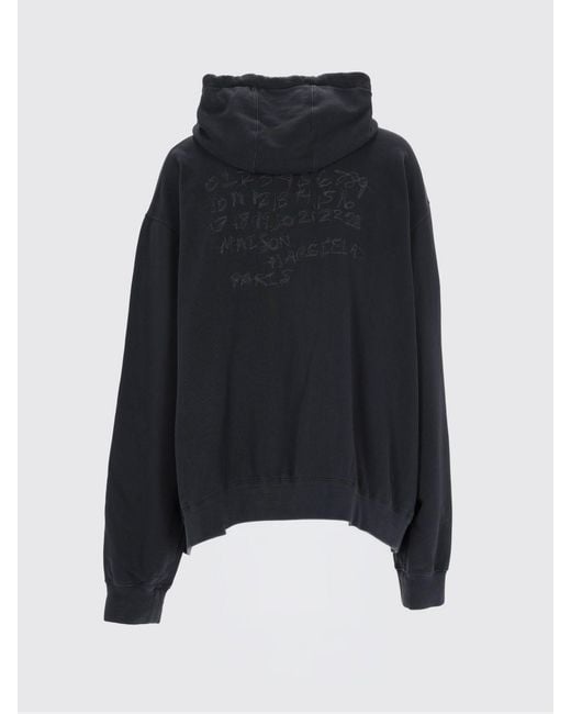 Maison Margiela Blue Relaxed Fit Zipped Cotton Hoodie With Numeric Logo for men