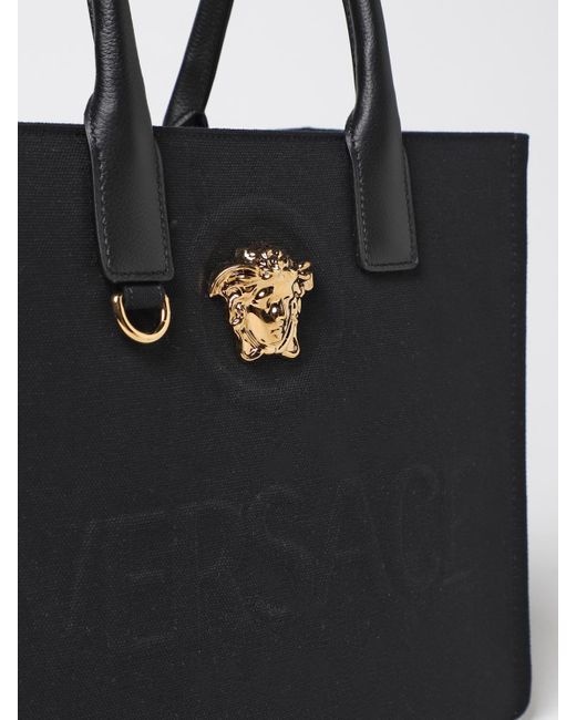 Versace Black La Medusa Bag In Canvas