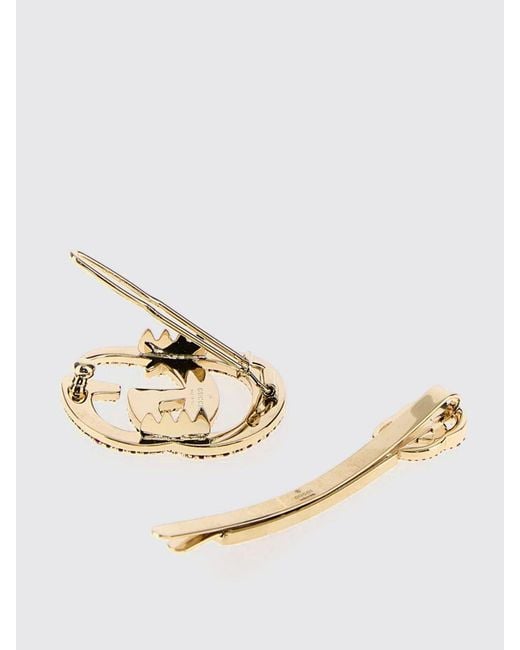 Gucci Gray Set Of 2 Metal And Rhinestone Hair Clips