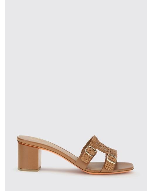 Santoni Brown Woven Leather Mules