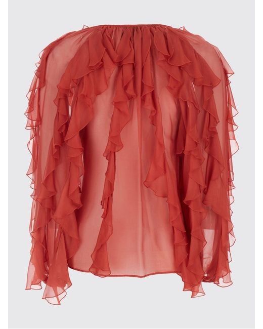 Momoní Red Momon&Igrave Silk Blend Blouse With Ruffles