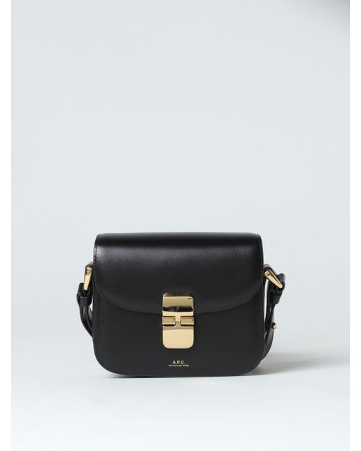 A.P.C. Black Grace Bag In Leather With Logo