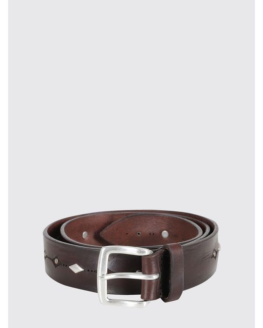 Orciani Brown Leather Belt With Studs for men