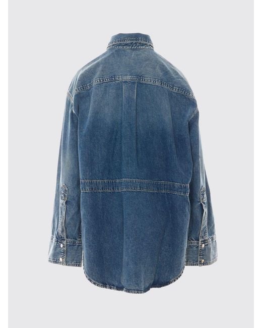 Haikure Blue Relaxed Fit Denim Shirt With Dropped Shoulders And Contrast Stitching