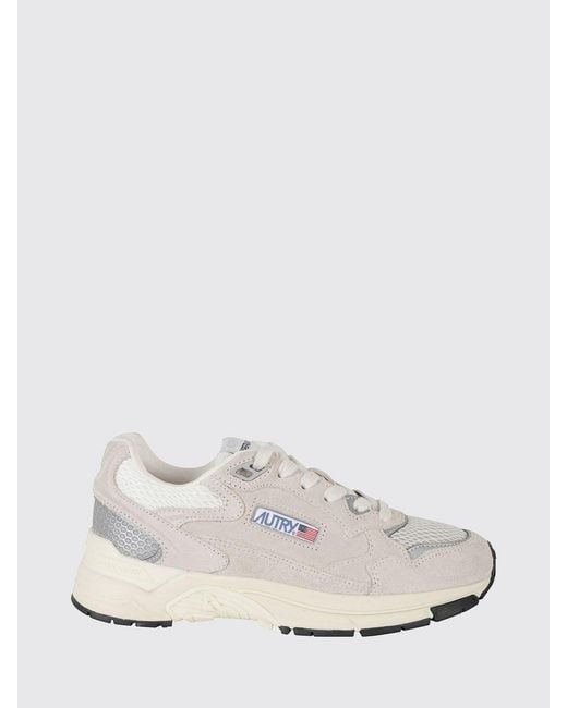 Autry White Hyperway Two-Tone Leather And Mesh Sneakers With Cut-Out Logo