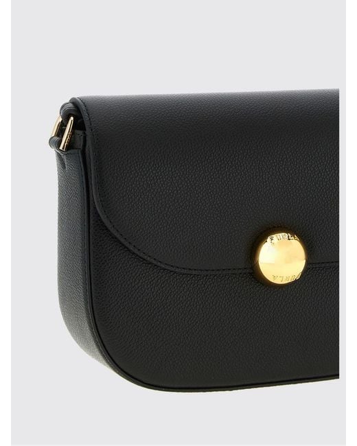 Furla Black Moonlight Calfskin Shoulder Bag
