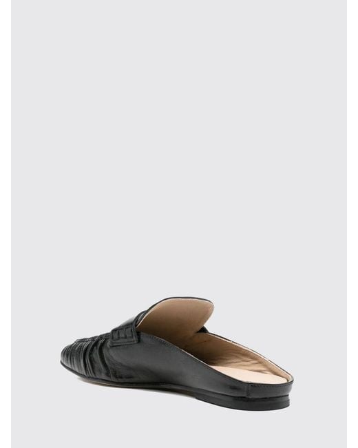 Alysi Black Ruched Leather Mules