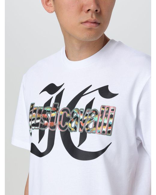 T-shirt monogram di Just Cavalli in White da Uomo