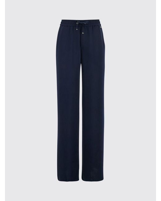 Herno Blue High-Waisted Jersey Palazzo Trousers With Drawstring