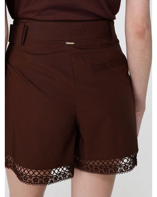 Twinset Brown Cotton Shorts With Belt