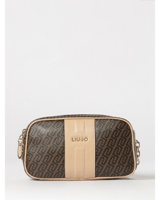 Liu Jo Brown Grained Faux Leather Bag With Printed Monogram