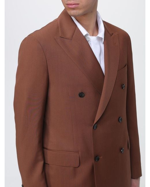 Lardini Brown Wool Double-Breasted Dress for men