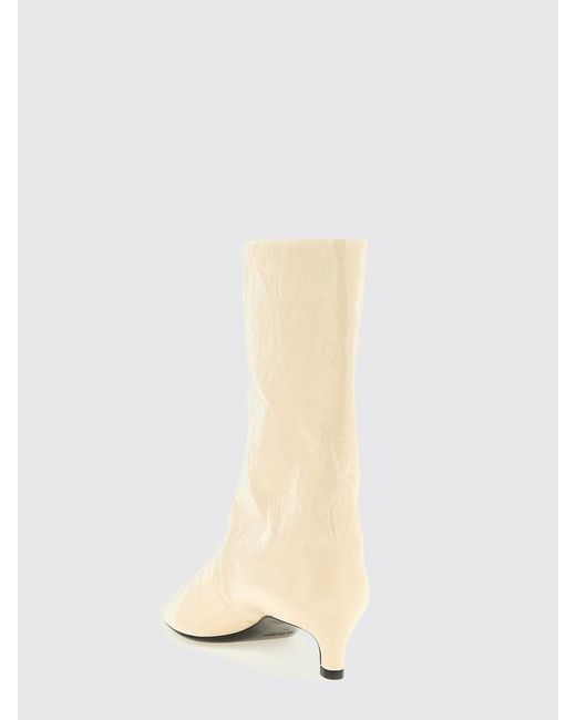 Jil Sander Natural Crinkled Leather Ankle Boot