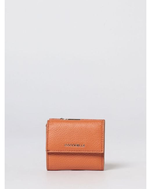 Coccinelle Orange Grained Leather Metallic Soft Wallet