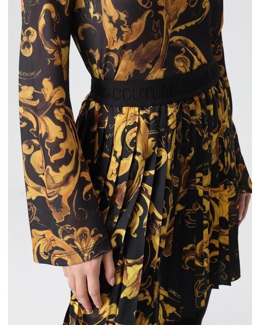 Versace Jeans Couture Black Baroque-Print Pleated Mini Skirt