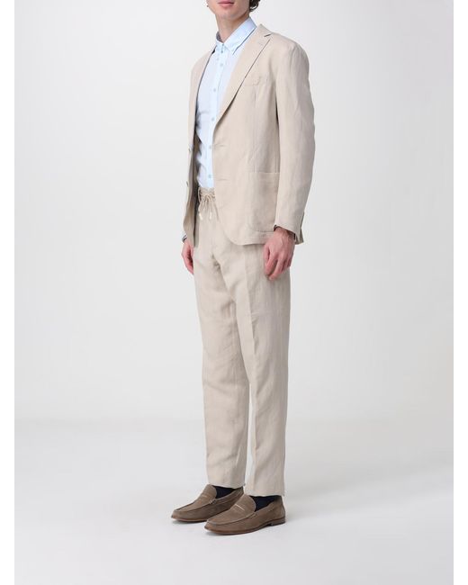 Eleventy White Single-Breasted Linen Blend Suit for men