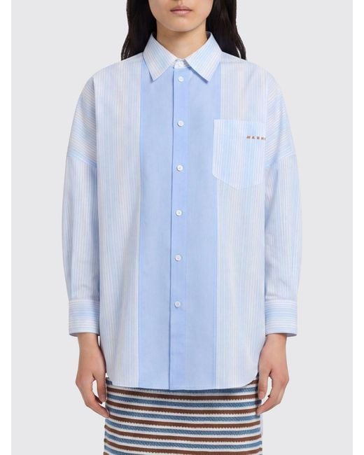 Marni Blue Striped Cotton Casual Shirt