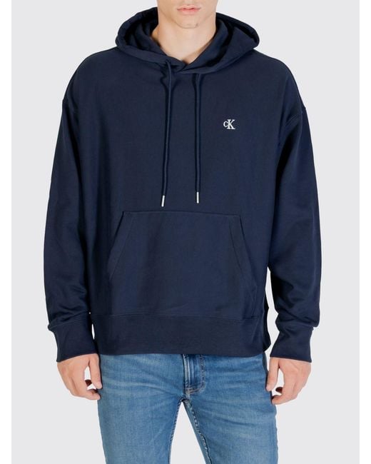 Calvin Klein Blue Cotton Blend Hoodie for men