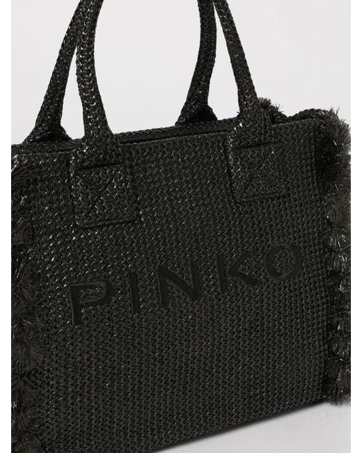 Pinko Black Beach Crocheted Raffia Bag